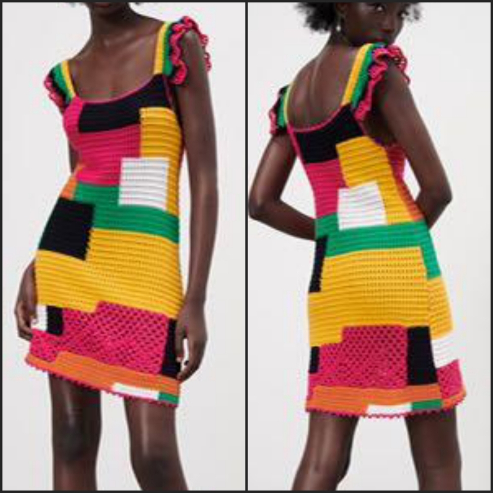 Zara Colorful Patchwork Mini Dress
